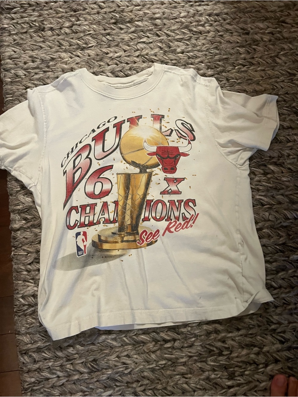 Abercrombie & Fitch White Chicago Bulls '6x Champions' Graphic Tee - Picture 1 of 3